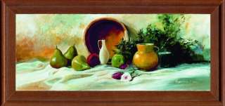 Framed Canvas Picture, Fruit Still Life, Pear, Jug, Bowl  