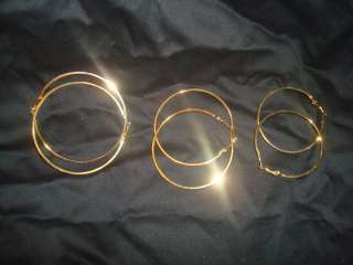 24kt Gold Plated Hoops in 3 sizes Hoop Shape is Flat  