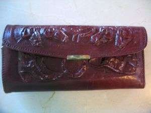 Vintage Tooled Leather Purse Handbag Hecho En Mexico  