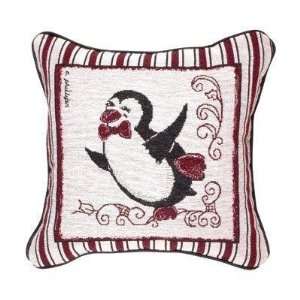  Snow Penguins Holiday Tapestry Toss Pillow (Dancer 