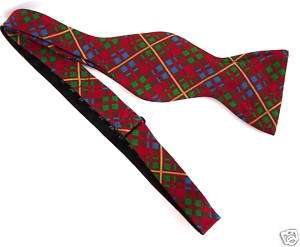 Red, Green and Gold Tartan Plaid Holiday Bow Tie  