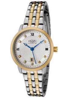 Rotary Watch LB42826/41 Womens White Swarovski Crystal Silver 