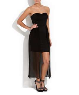 Black (Black) Black Chiffon Tail Bandeau Dress  253063201  New Look