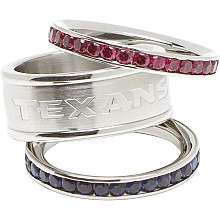 LogoArt Houston Texans Crystal Stacked Ring Set of 3   