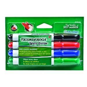  Ticonderoga White System Dry Erase Markers, Chisel Tip 