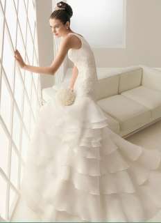   organza short sleeve empire line Wedding dress bridal gown Sz custom
