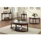   Dark Cherry Wood Finish Sofa Table With Beveled Table Top Glass