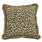   cheetah pattern print 18 x 18 throw pillow with brush fringe trim