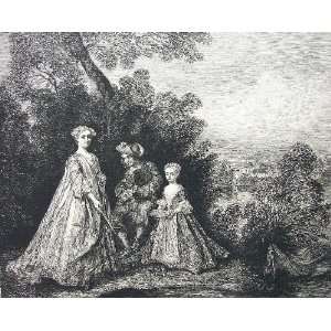  ORIGINAL ETCHING   The Duchess of Luxembourg by Lancret 