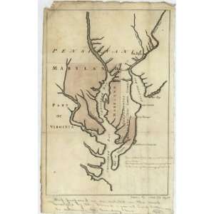  1738 Map Maryland, Boundaries, Pennsylvania