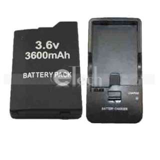 Battery 3600mAh +Battery Dock Charger For Sony PSP 2000  