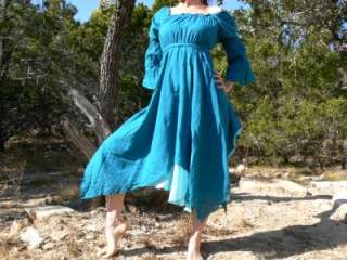 Gypsy Dress Boho Wench Renaissance Costume Blue  