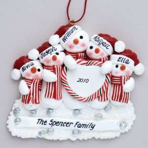  Personalized Family of 5 Christmas ornament