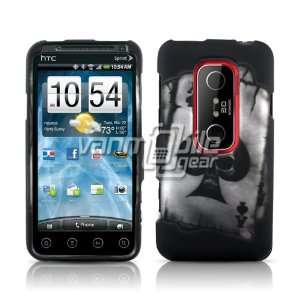 HTC EVO 3D (Sprint)   Black Spade Design Hard 2 Pc Case Cover + Car 