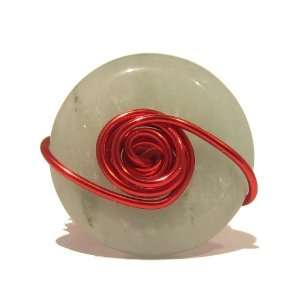   Green Stone Donut Crystal Healing Red Wrap Abundance Size 7 Jewelry
