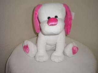 Dan Dee Plush White/Pink Puppy Dog Heart Feet Valentine  