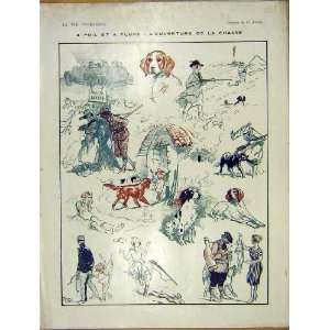 Shooting Sport Dogs Sketches French Print 1921 