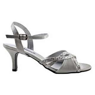 Womens Annie Prestige Silver Satin Shoes 