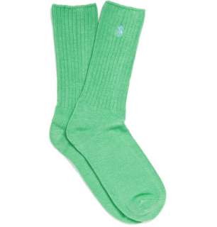  Accessories  Socks  Casual socks  Green Ribbed Logo 