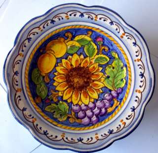   Magvanelli Hand Painted Sunflower Plate Gubbio Italy Casa Bella 33/18A