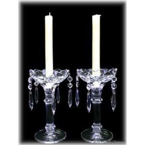    Pair Czech Lusters Candlestick Candle Holders
