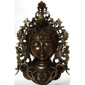  Goddess Tara Wall Hanging Mask   Brass Sculpture
