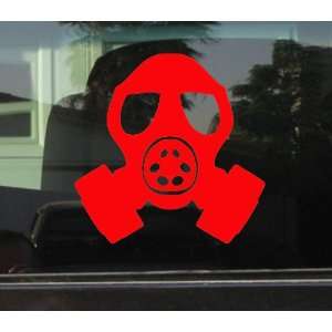 GAS MASK HEAD STYLE #2   5 RED   Vinyl Decal WINDOW Sticker 