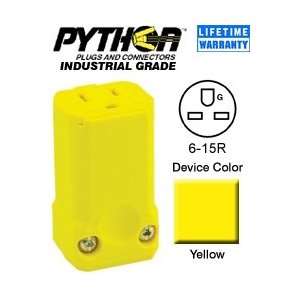   15659 VY Connector, 6 15R 15 Amp 250 Volt Industrial Python   Yellow