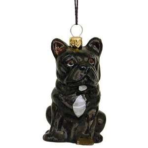  Blown Glass French Bulldog Christmas Ornament