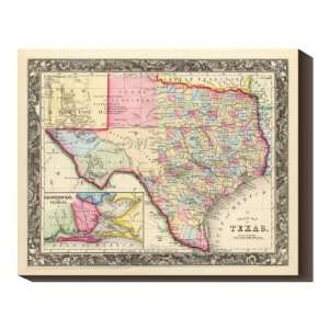  Canvas Wrapped County Map Of Texas 1860