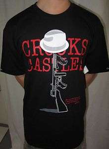NEW MENS LARGE CROOKS AND CASTLES CAPONE BLACK T SHIRT  