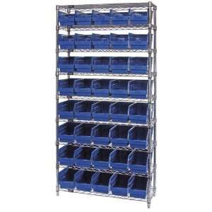  Chrome Wire Shelving Unit with Plastic Bins   WR9 204   18 