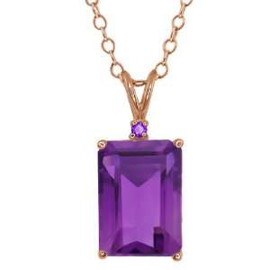 12 Ct Genuine Octagon Purple Amethyst Gemstone 18k Rose Gold Pendant