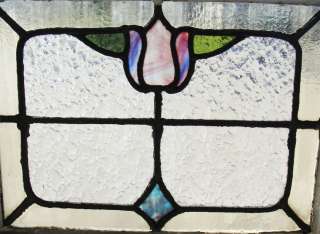 Pair of Antique Stained Glass Windows Stunning Tulips  