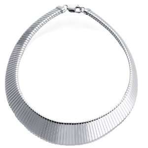  Sterling Silver Omega Collar Necklace 16 Inch, 23.6mm 