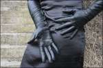 long kidskin leather black gloves with buttons size 8 ( 27 ) 