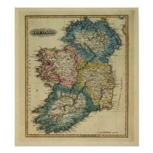  1823 Ireland map by Lucas Fielding Jr Print