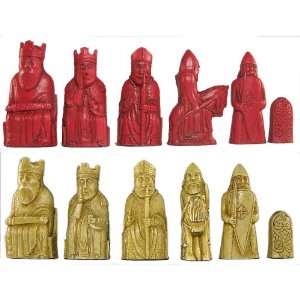  Red Isle of Lewis Crushed Stone Chess Pieces Toys & Games