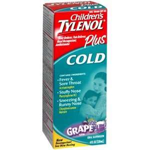  PACK OF 3 EACH TYLENOL PLUS CHILD COLD GRAPE 4OZ PT 