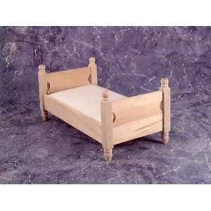 Dollhouse Miniature Unfinished Single Bed 