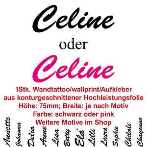 Celine Name Kinderzimmer Tür Heck Auto Autoaufkleber Aufkleber Wand 