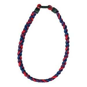    Titanium Ionic Braided Necklace   Navy Blue/Red