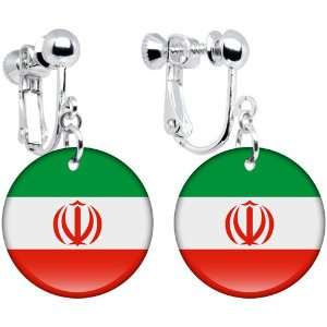 Iran Flag Clip on Earrings