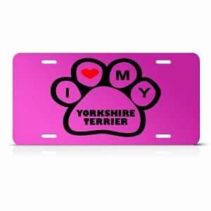  Yorkshire Terrier Dog Dogs Pink Animal Metal License Plate 