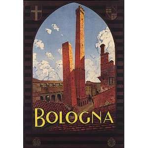 BOLOGNA CITY TOWER TRAVEL TOURISM EUROPE ITALY ITALIA VINTAGE POSTER 