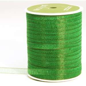  May Arts 1/4 Inch Wide Ribbon, Green Sheer Iridescent 