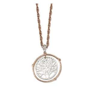 Copper tone and Silver tone Tree Pendant 26inch Necklace 