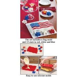 American Flag Silicone Holiday Cake Baking Pan and 12 Star Cupcake 