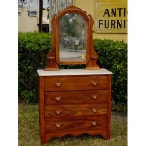    Cottage Style Pine Marble Top Dressing Chest Furniture & Decor
