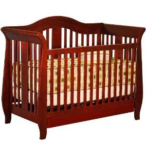 Convertible Sleigh Baby Crib with Drawer in Cherry Finish 